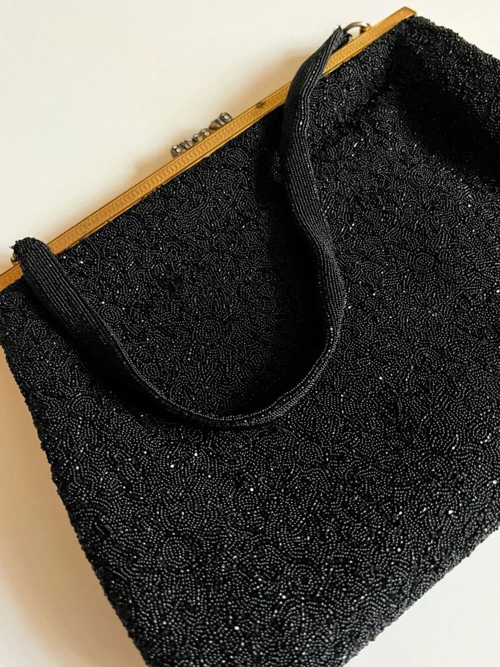 Vintage French Micro-Beaded Evening Bag: Retro Women's Fashion Made in France